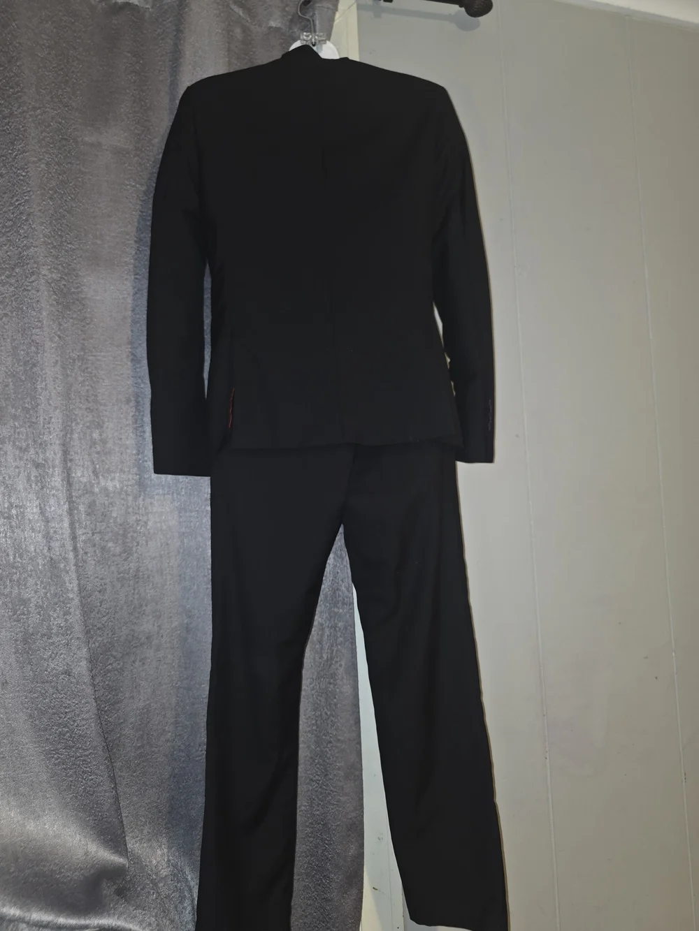 Kids Black Mandarin Collar Blazer and Trouser Set